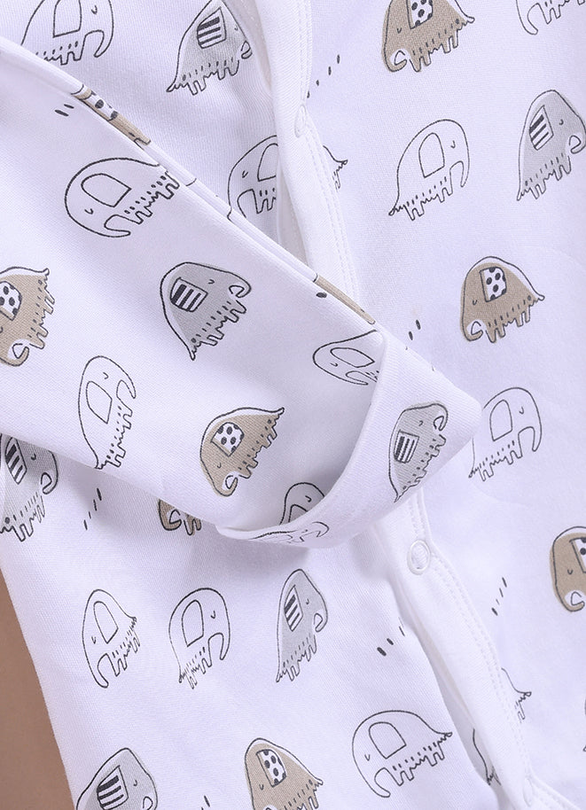 Le Pur Unisex Baby Sleepsuit Set of 2 | Biocool Cotton Newborn Clothes | Infant Rompers with Elephant & “Love You Mummy” Print - LE PUR!